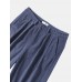 Men Corduroy Solid Elastic Waist Ankle Length Casual Pockets Pants