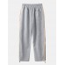 Mens Seam Front Side Ribbon Cotton Casual Drawstring Cuff Pants