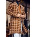 Mid-length Houndstooth Print Coat