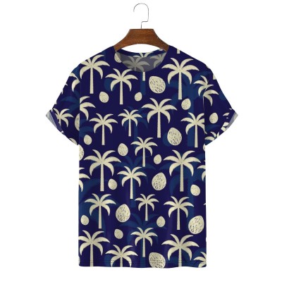 Men's Coconut Palm Tree Print Short Sleeve T-Shirt