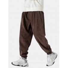 Mens Corduroy Texture Pocket Casual Beam Feet Pants