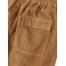 Mens Corduroy Seam Detail Solid Color Drawstring Elastic Cuffed Pants