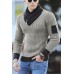 Men's Scarf Sweater Knitting Joint Long-sleeved Sweater