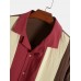 Mens 100  Cotton Color Block Patchwork Two Pieces Outfits